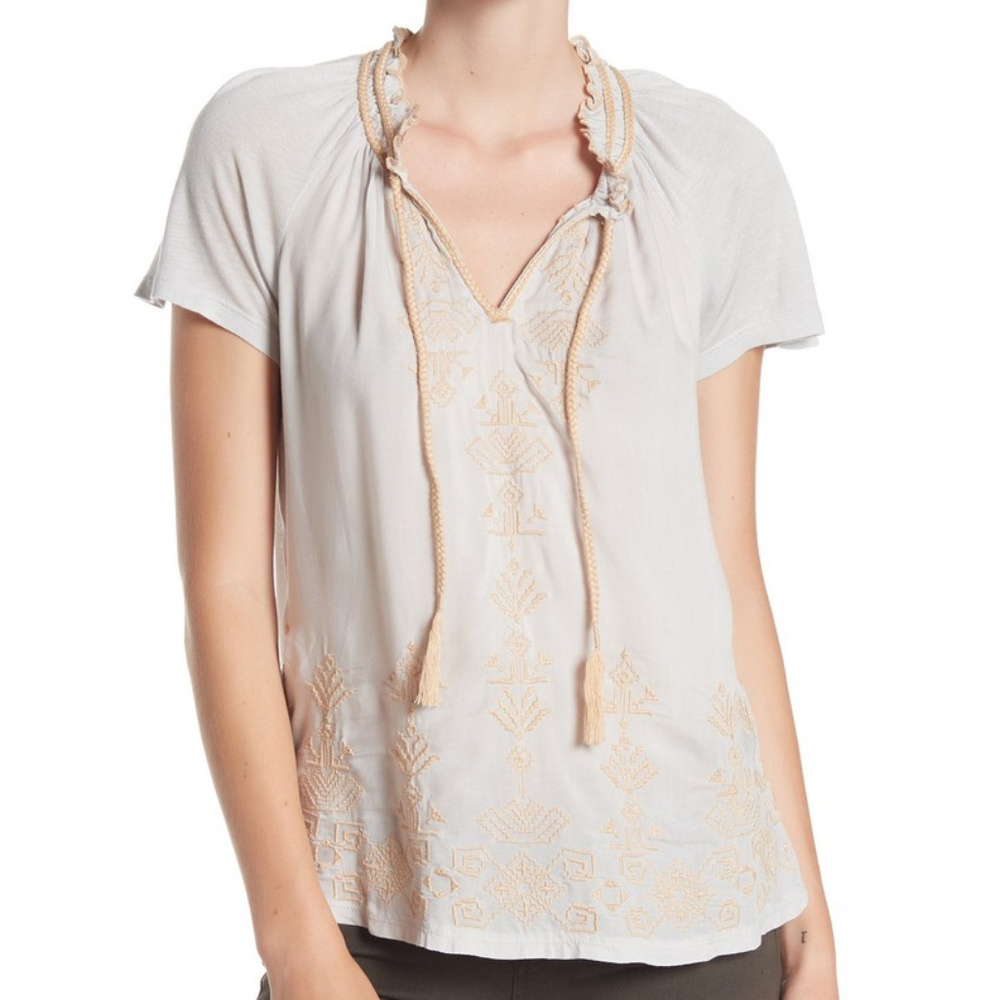 Lucky Brand Embroidered Peasant Top NWT